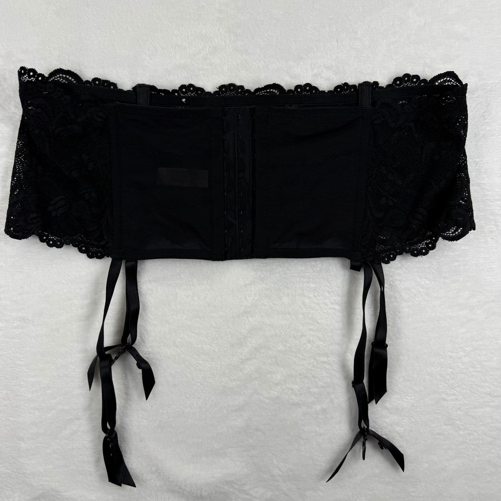 Cacique Black Lace Garter Belt Corset Style Size 18/20 - Picture 4 of 6